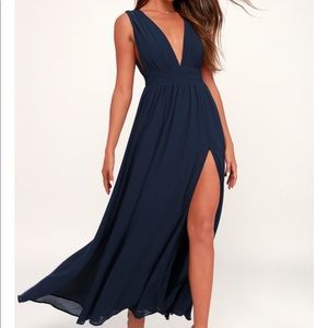 Lulus heavenly hues navy blue maxi dress